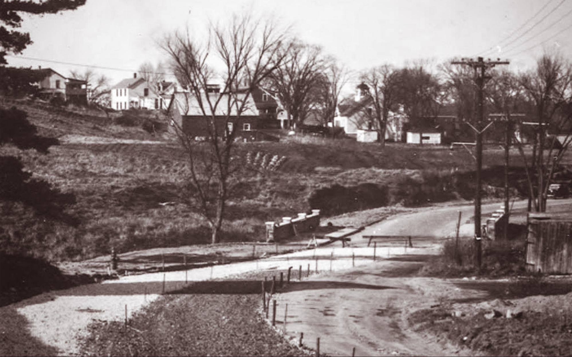 1930s Sepia photograph of Schmanska Barn from Grove Street